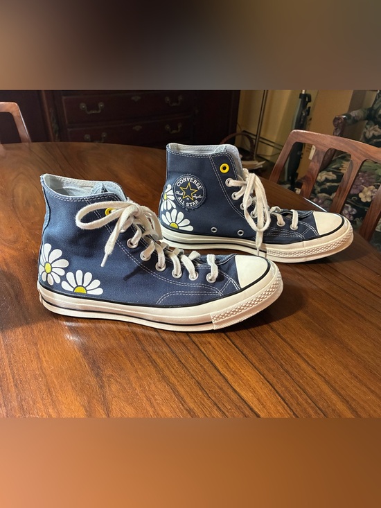 Converse Shoes - Converse Womens Navy High Top Sneakers with Daisy Accents